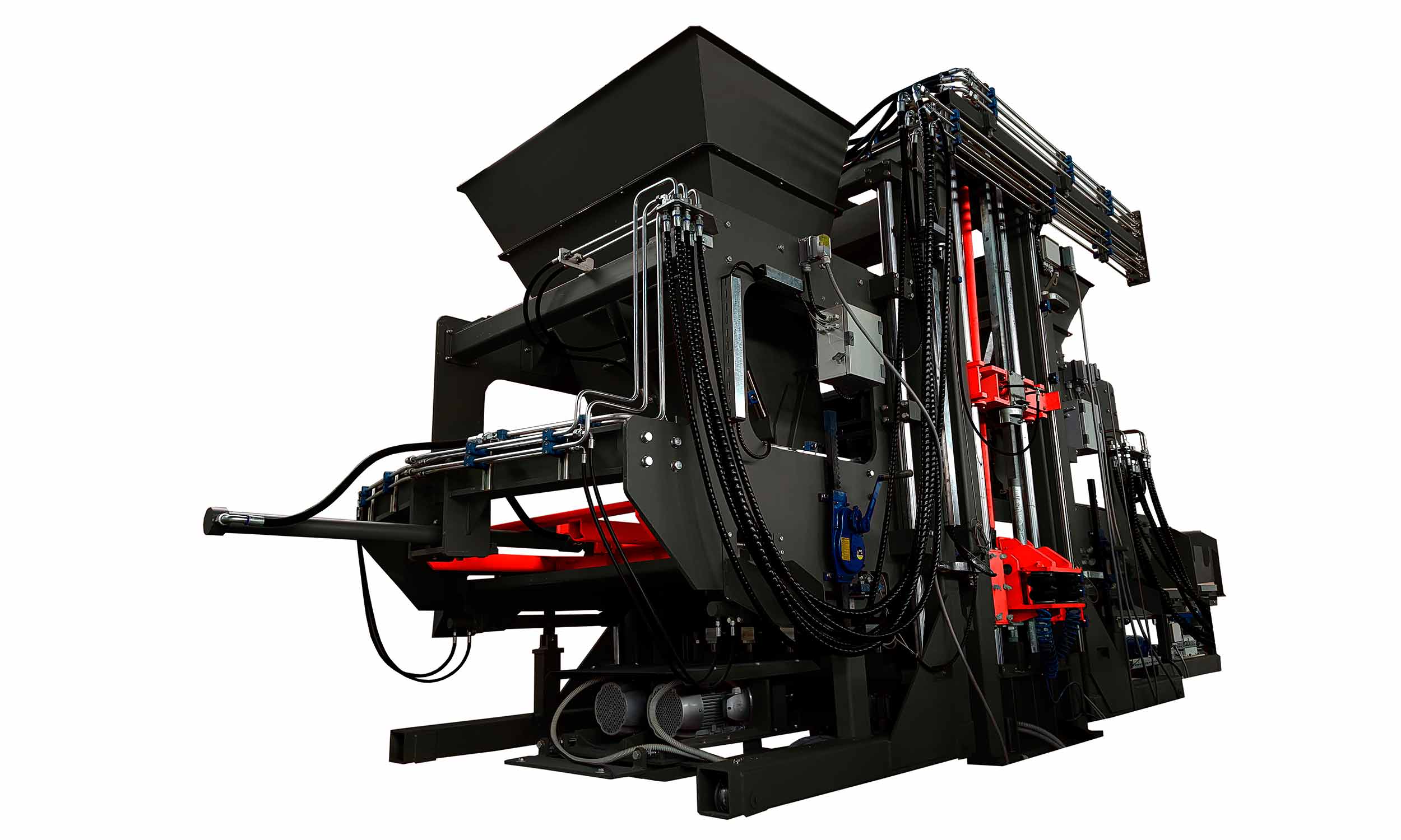 Máquina bloquera G500 para la elaboración de elementos prefabricados de concreto.