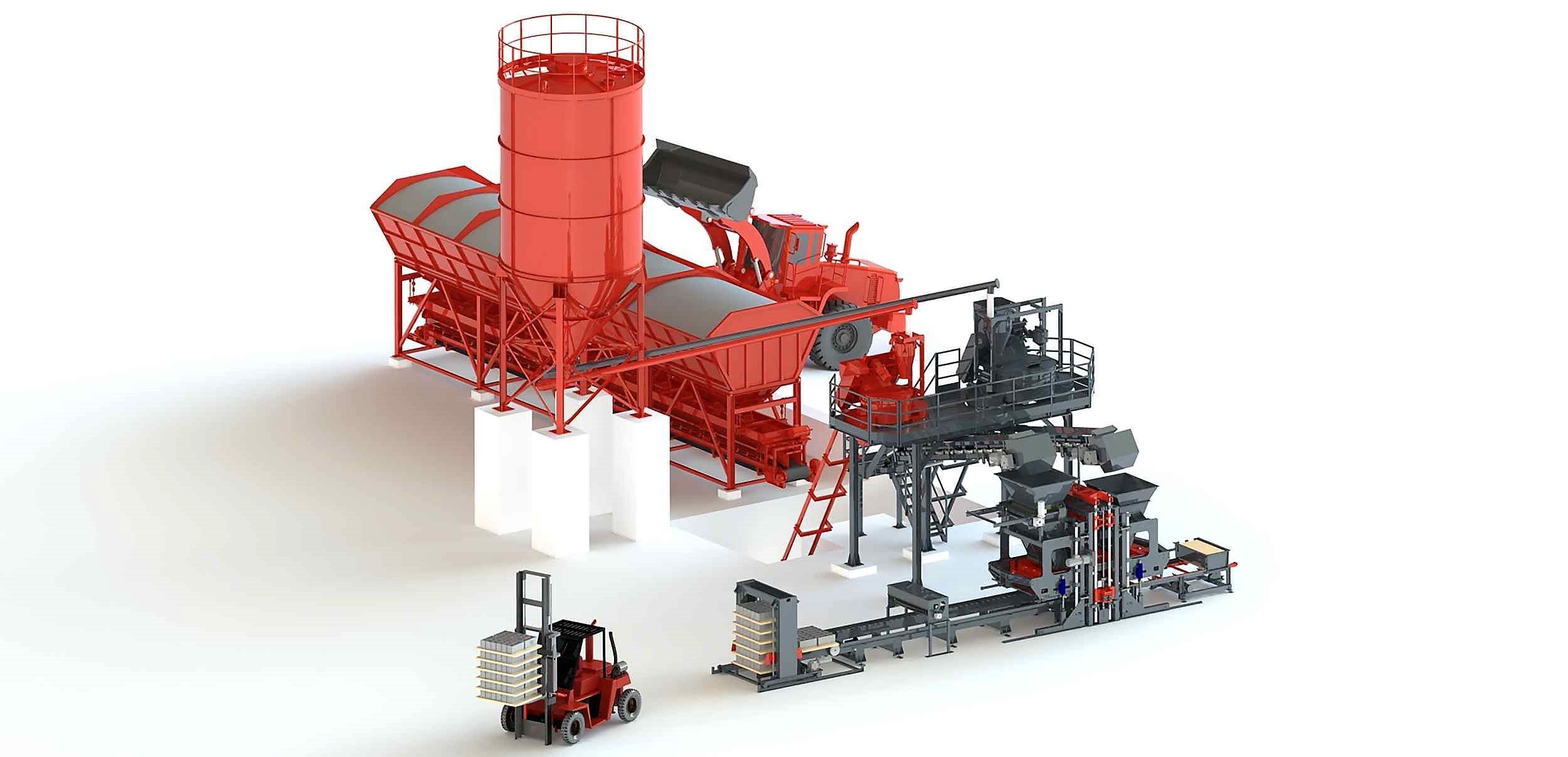 Bloquera G500, layout con sistema de racks para producción optimizada.